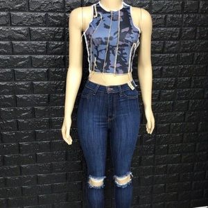 crop top shirt with jeans